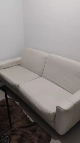 Sofá 3 Lugares Para Sala De Estar Cor Branco Off-white