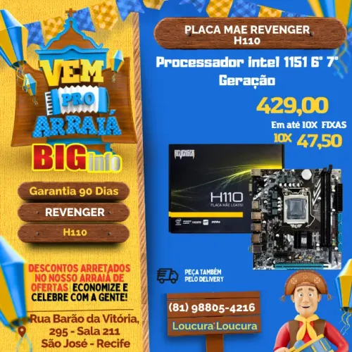 Placa Mãe Lga1151 Usb 3.0 Chipset Lan 100 Intel H110 - 32gb