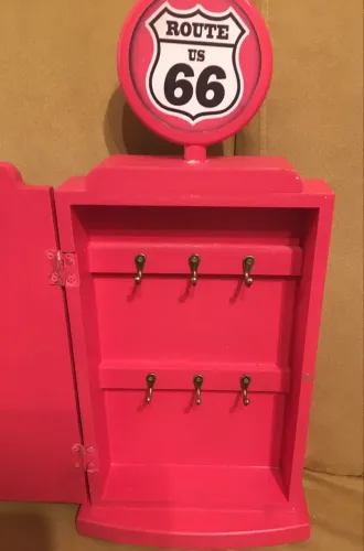 Porta-chaves bomba de gasolina de parede. Rota 66 e Texaco.