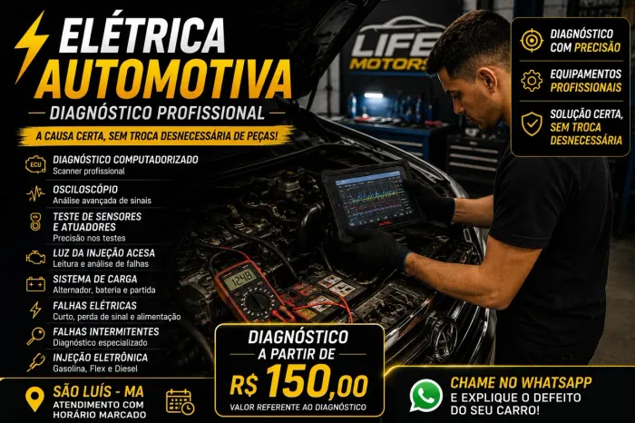 Diagnóstico diversos, parte elétrica e mecânica automotiva 