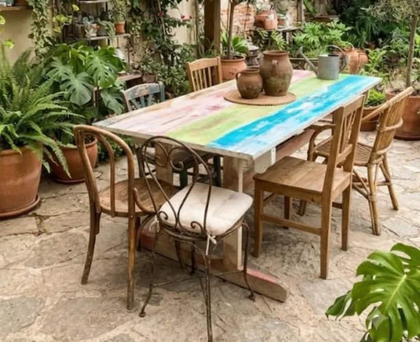 Mesa de madeira maciça sem as cadeiras