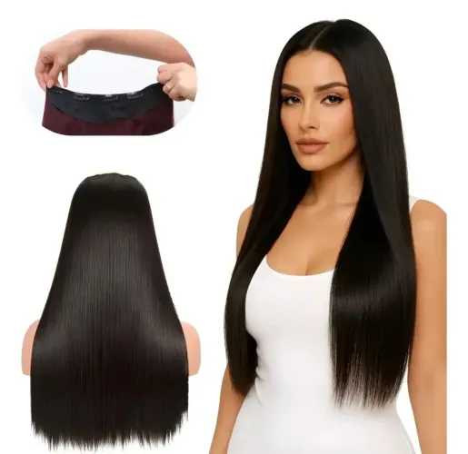 Aplique Tic Tac Castanho Escuro Liso 70cm Fibra Premium