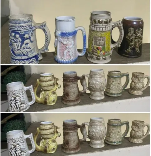 Coleção de canecas de chopp antigas