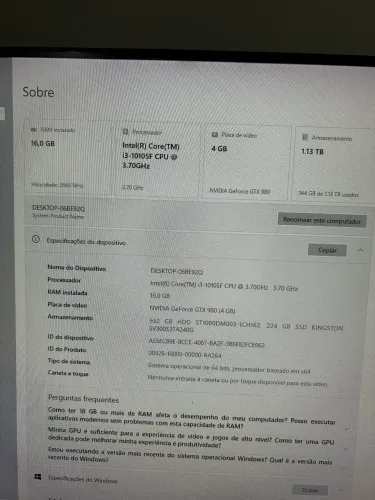 Vendo Computador gamer completo (CPU, monitor, mouse, teclado e Headset)