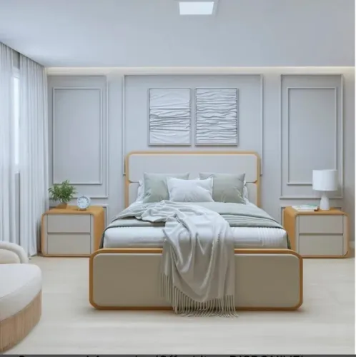 Conjunto Quarto Loop - Roupeiro, Cama, Cômoda e Mesa de Cabeceira