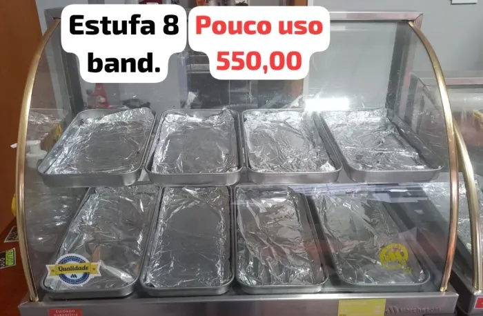 Vendo estufa expositora de 8 bandeijas semi nova