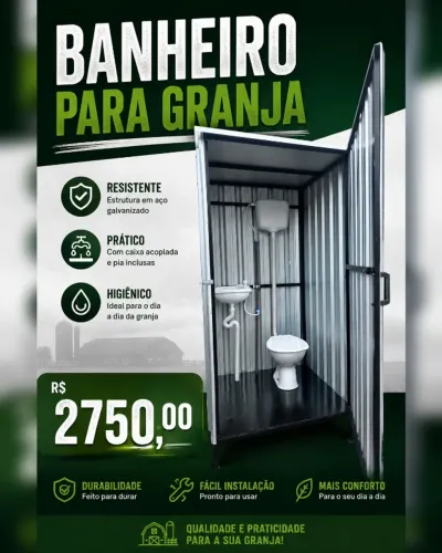 Banheiro Rural para Granja e Fazendas - R$ 2750,00