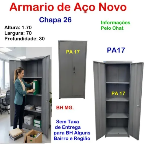 Multiuso Armário de Aço PA 17 comercio Casa Cozinha Estoque Industria Escola Loja moveis
