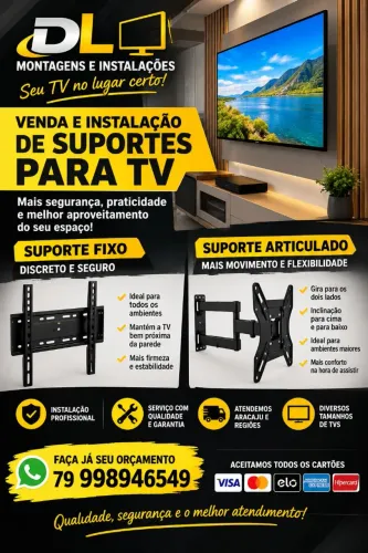Instalamos e vendemos suporte fixo pra sua tv, monitor