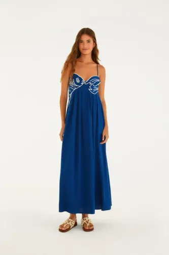 Vestido Bordado Peixe - Farm Rio Original Alto Verão 26
