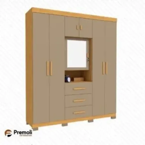Roupeiro Catania Luxo V2 6 Portas Cor Branco Avelan Moveis