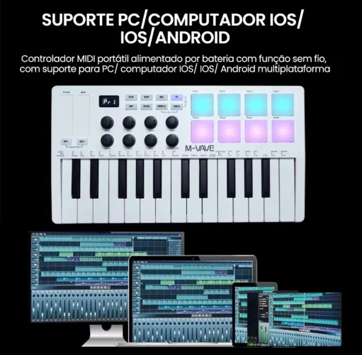 M-VAVE Portátil Mini 25 ORIGINAL E Mesa de Som 6 Canais Compacta 