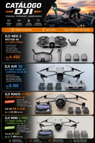 ? CATÁLOGO DJI 2026 ? DRONES ORIGINAIS COM GARANTIA ?