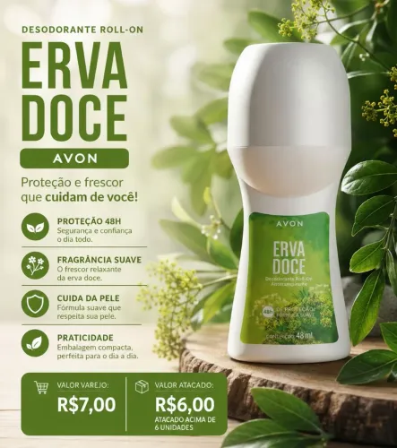 Desodorante roll-on avon erva doce