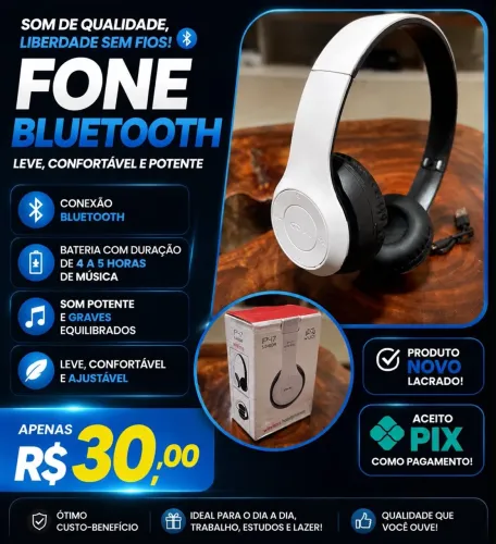 Fone Bluetooth sem fio