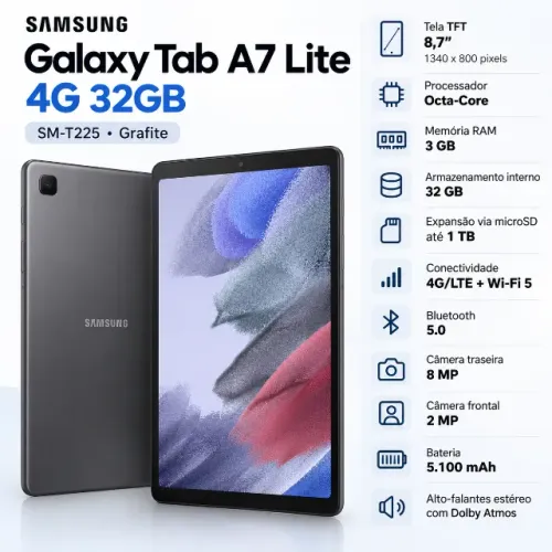 SANSUNG GALAXY TAB A7 LITE - 4G - 32GB - GRAFITE - SM-T225