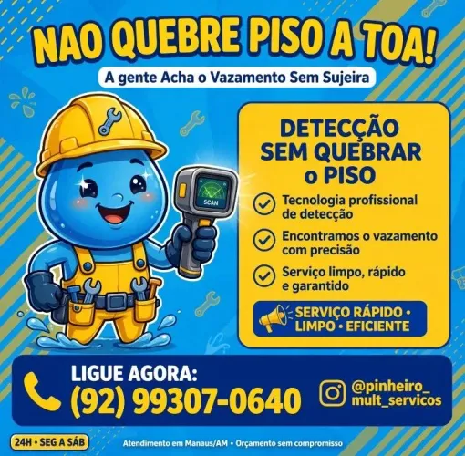 Encanador caça vazamentos em Manaus disponível 24 horas