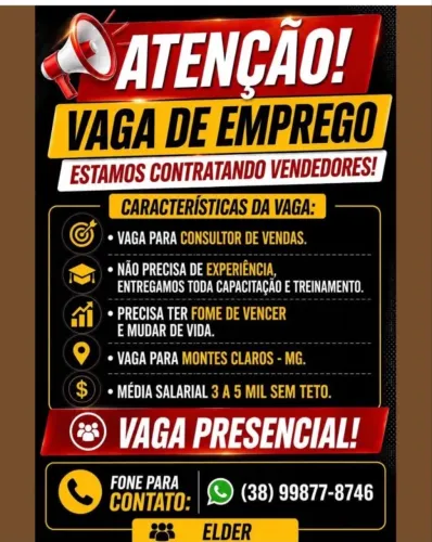 Vagas para vendedores