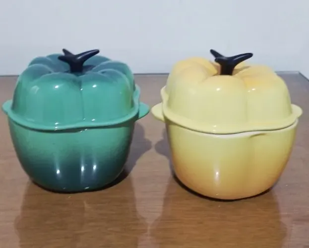 Potes Pimenta Verde & Amarelo Le Creuset