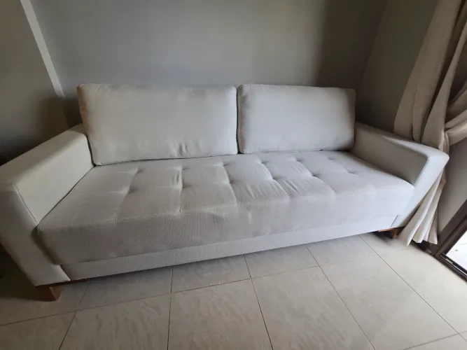 Lindo Sofa linho caribe 3 lugares off white