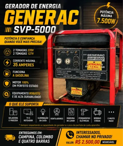 GERADOR DE ENERGIA A GASOLINA