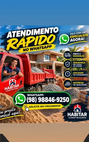 Tijolo, areia, pedra brita, piçarra a pronta entrega