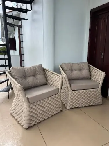 Conjunto de poltronas em tricô náutico