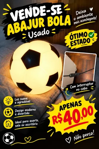Abajur bola com luz seminovo R$40,00