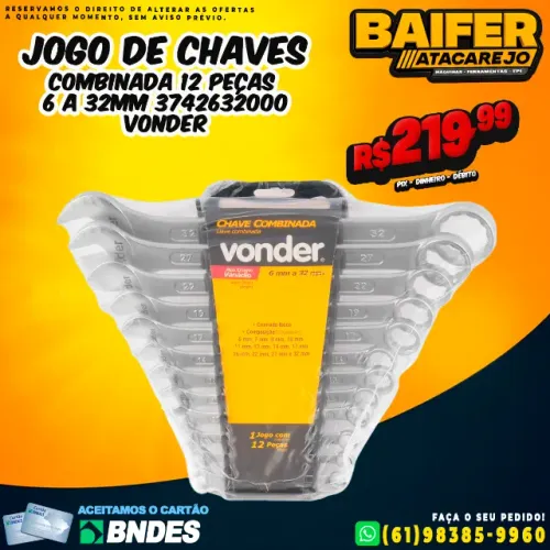 Jogo de Chave Combinada 12 Peças 6 a 32mm 3742632000 Vonder