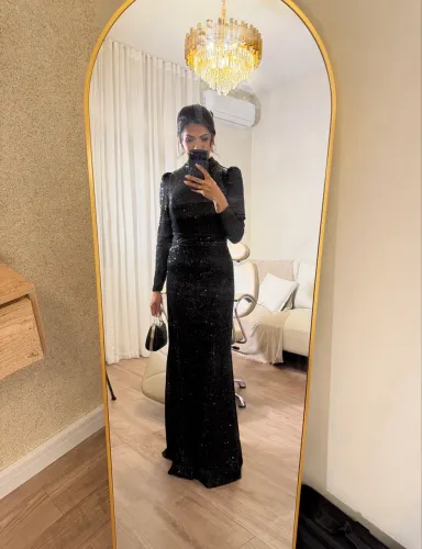 Vestido preto paete 38