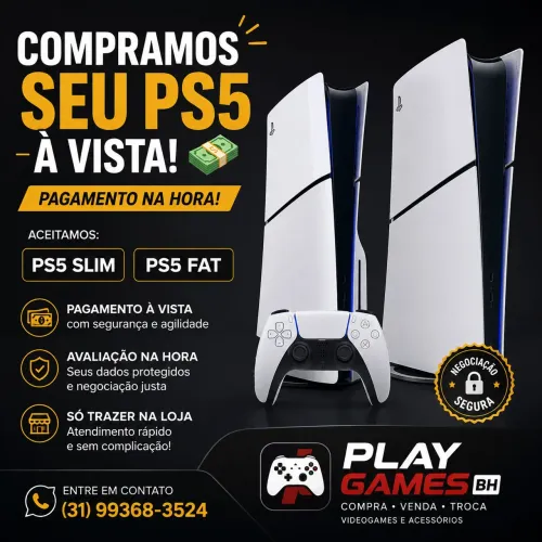 Ps5 slim fat Xbox séries s a vista Pix loja física
