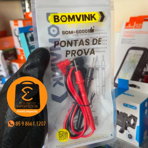 Ponta de Prova Pino 90° 16A Ponta Agulha Banana 4mm Cabo Multímetro BOM-6000 Bomvink