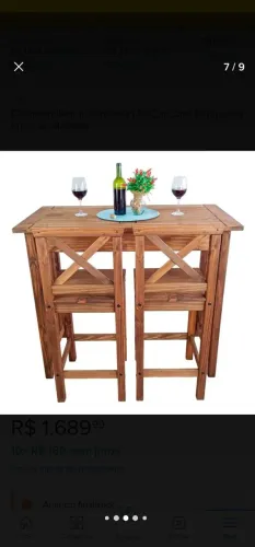 Mesa madeira  c cadeiras