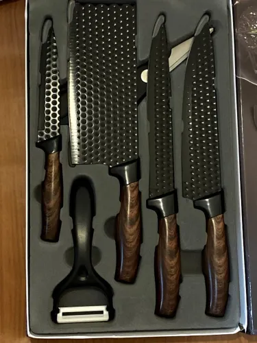 Kit de Facas 5 Peças Premium Inox + Tesoura e Descascador - Cozinha