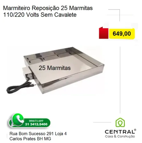 Marmiteiro Reposição 25 Marmitas 220 Volts Sem Cavalete