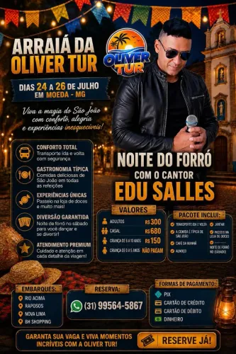Venha com a gente participar do Arraiá da Oliver Tur!