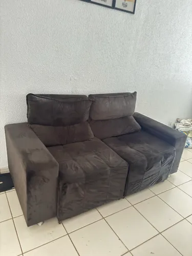 Sofá retrátil marrom 2x00x0,90m 