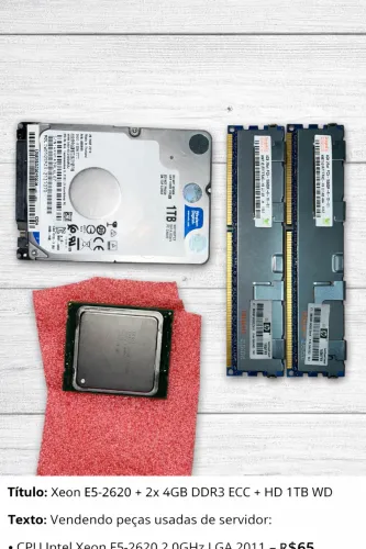 Kit Processador Intel + 8GB RAM DDR3 + HD 1T