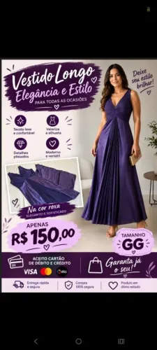 Vestido Longo de Festa Elegante Roxo