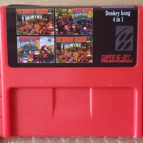 Fita cartucho Donkey Kong 1,2,3, Competition 4 Em 1 Super Nintendo - Produto novo lacrado