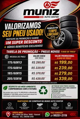 Os Pneus Mais Baratos de Vitória e Região Preço de Fábrica