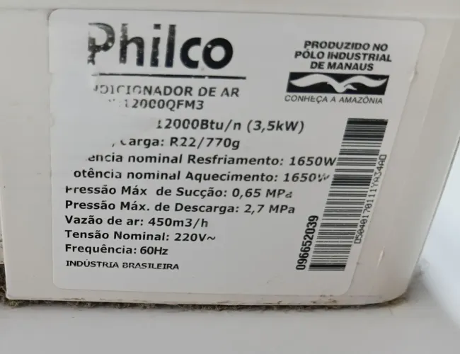 Ar condicionado Philco 12.000 btus (quente e frio)