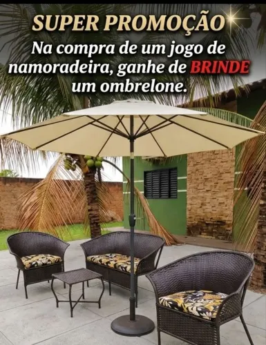 Na compra de um jogo de namoradeira Ganhe de brinde um Ombrelone ? Promoção Limitada.