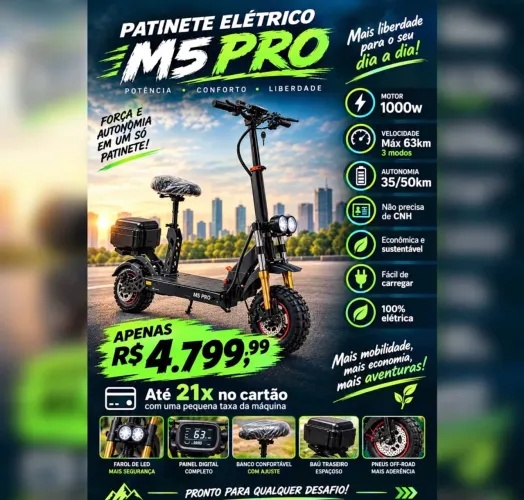 Patinete elétrico M5 Pro 1000w / loja física