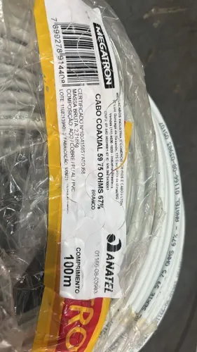 Cabo Coaxial Rg59 75 Ohms Megatron Rolo aproximadamente 100 Metros