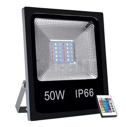 Refletor 50w Led Rgb 16 Cores Colorido Bivolt Decoração Casa Jardim Fachada