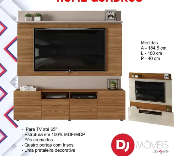Sala home painel rack bancada