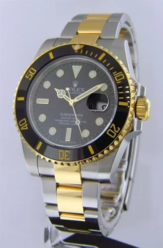 Relogio Rolx Submariner Preto Pulseira Mista Automatico Vidro Safira 40mm