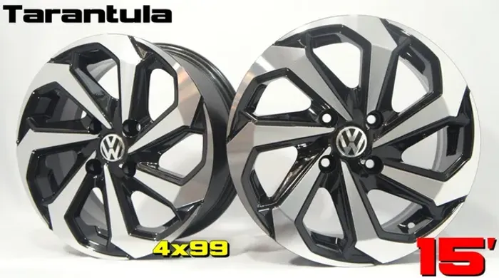 Roda aro 15 Vw Tarântulas preta com diamantado jogo 4x100 novo