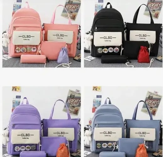 Kit Mochila Bolsa Necessarie 5 Peças Estudante Impermeável Passeio Grande Capacidade z807